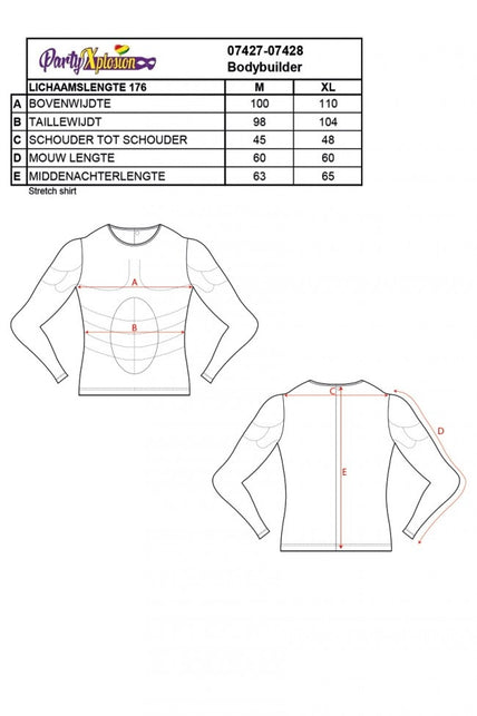 PartyXplosion Body builder shirt heren