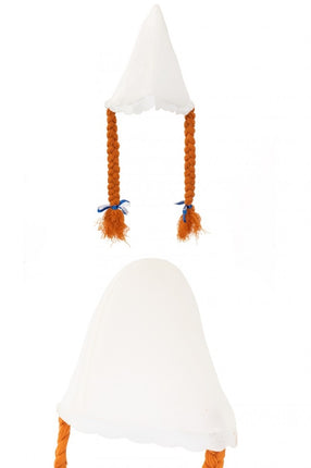 PartyXplosion Boerinnenkap met oranje vlechten en strikjes