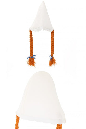 PartyXplosion Boerinnenkap met oranje vlechten en strikjes