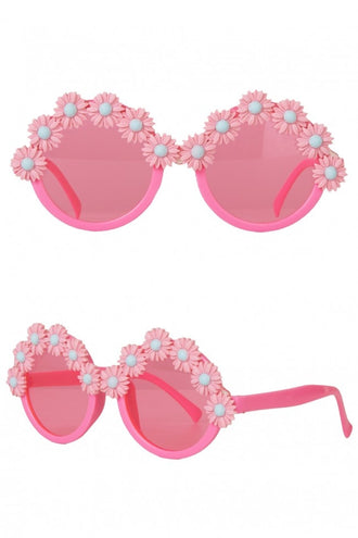 PartyXplosion Bril hippie  roze  bloemen