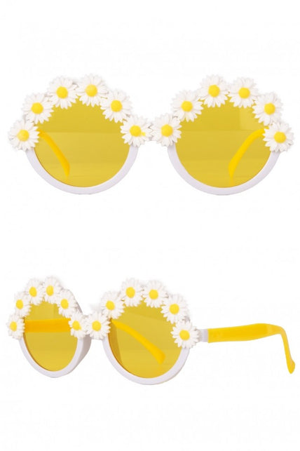 PartyXplosion Bril hippie witte bloemen