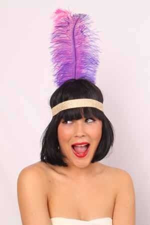 PartyXplosion Charleston hoofdband paarse veer