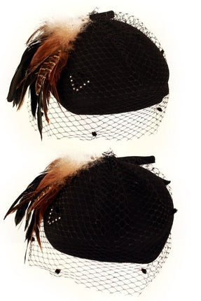 PartyXplosion Dameshoed wolvilt zwart bruin veren