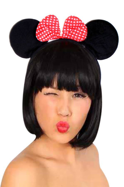 PartyXplosion Diadeem zwarte muizen oren met strikje