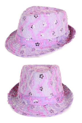 PartyXplosion Gangsterhoedje ruche + pailletten roze