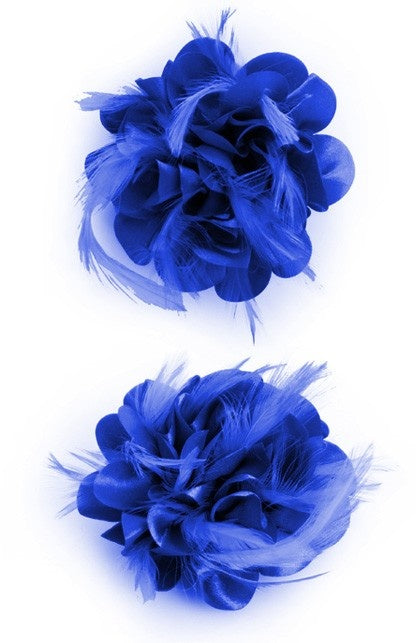 PartyXplosion Haarclip kobalt blauwe zijden bloem