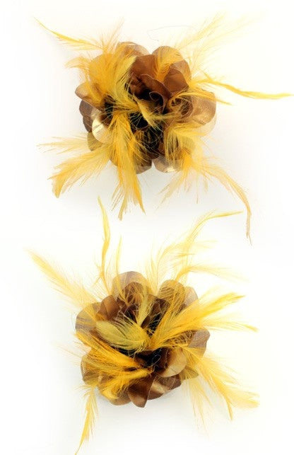 PartyXplosion Haarclip met gouden zijden bloem