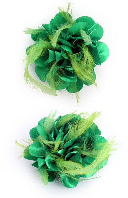 PartyXplosion Haarclip met groene zijden bloem