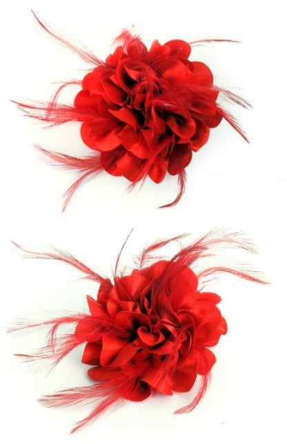 PartyXplosion Haarclip met rode zijden bloem