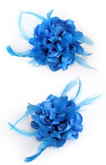 PartyXplosion Haarclip met turquoise zijden bloem