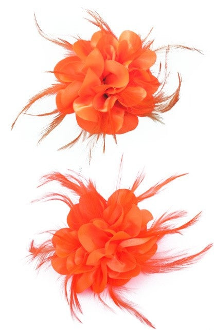 PartyXplosion Haarclip oranje zijden bloem