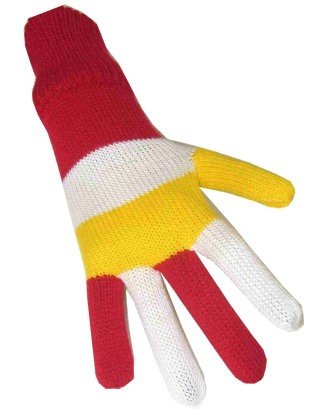 PartyXplosion Handschoen rood/wit/geel volwassen