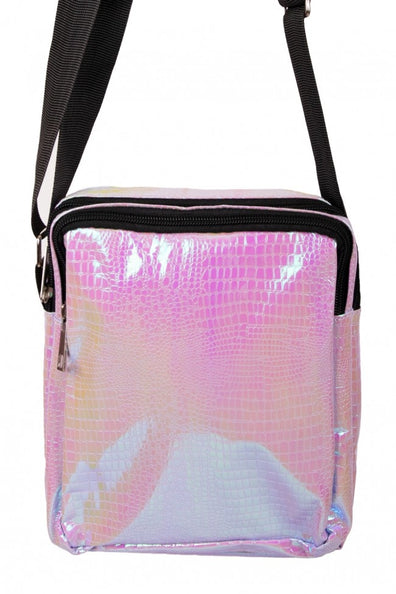 PartyXplosion Handtasje slangeleer print paars