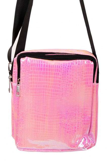 PartyXplosion Handtasje slangeleer print roze
