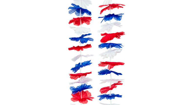 PartyXplosion Hawaii slinger rood wit blauw krans