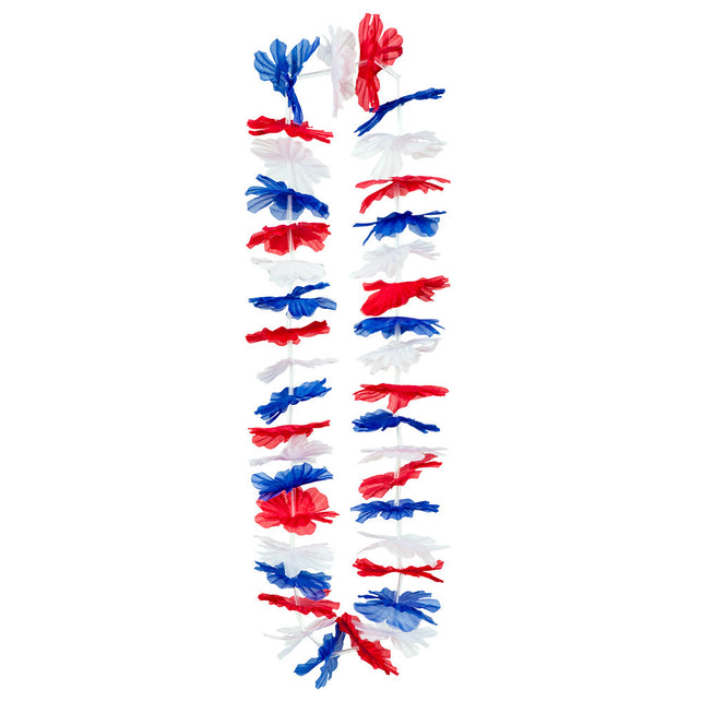 PartyXplosion Hawaii slinger rood wit blauw krans