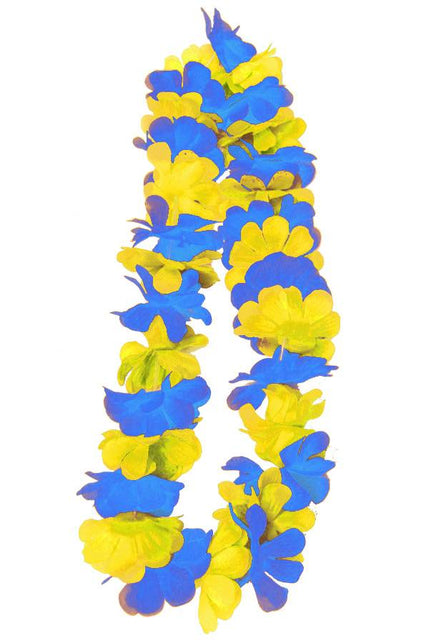PartyXplosion Hawaiislinger blauw met geel