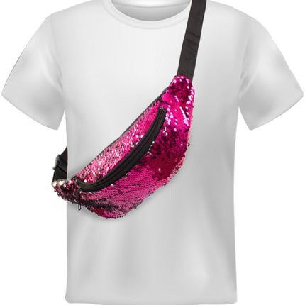 PartyXplosion Heuptasje roze pailletten