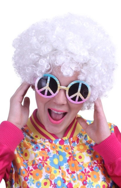 PartyXplosion Hippie pruik wit