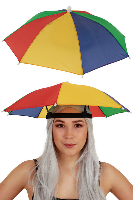 PartyXplosion Hoofd paraplu rood geel groen blauw