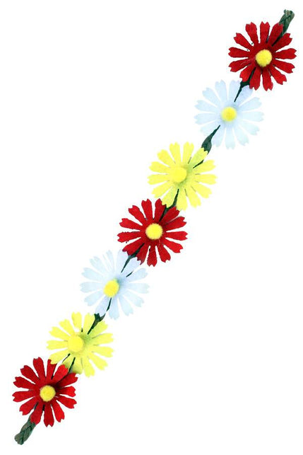 PartyXplosion Hoofdbandje ibiza 7  bloemen rood-wit-geel