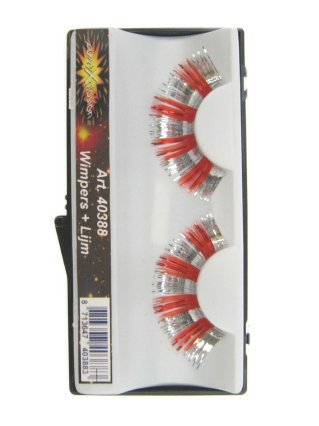 PartyXplosion Nep wimpers zilver rood