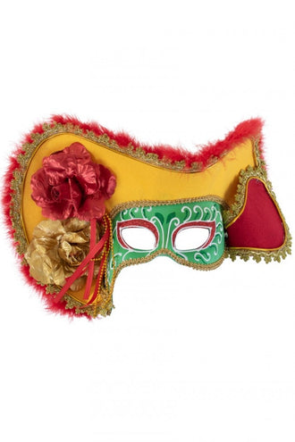 PartyXplosion Oogmasker dames venetie rood/geel/groen