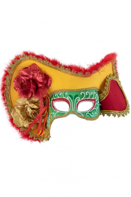 PartyXplosion Oogmasker dames venetie rood/geel/groen