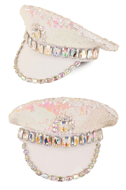 PartyXplosion Pet pailletten met stenen wit