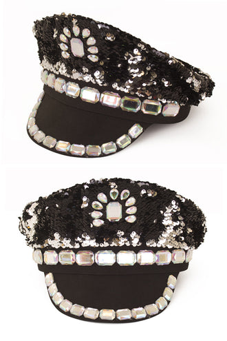 PartyXplosion Pet pailletten met stenen zwart