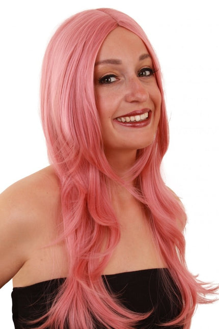 PartyXplosion Pruik Anne lang haar in oud roze