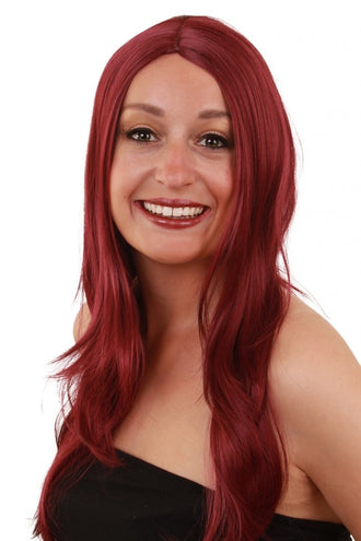 PartyXplosion Pruik Anne lang haar in rood/bordeaux