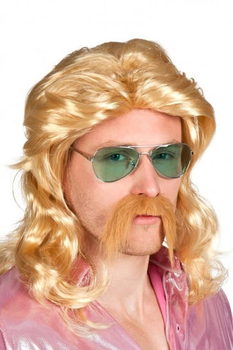 PartyXplosion Pruik Barry blond met snor