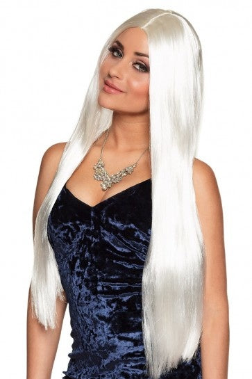 PartyXplosion Pruik charming wit lang haar