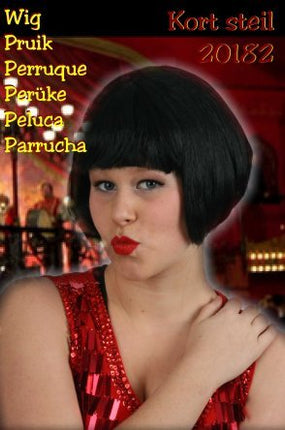 PartyXplosion Pruik kort steil haar zwart