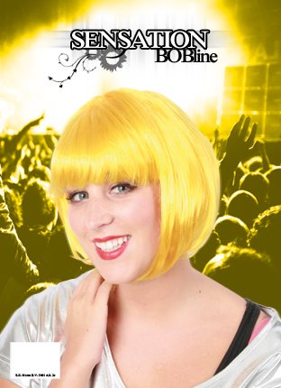 PartyXplosion Pruik sensation boblijn geel