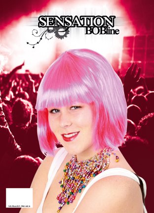 PartyXplosion Pruik sensation boblijn roze