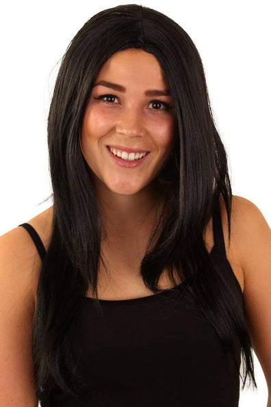 PartyXplosion Pruik standaard lang zwart