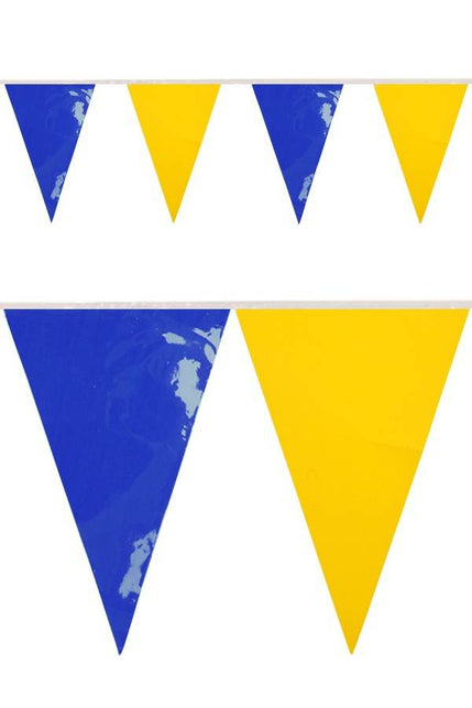PartyXplosion PVC vlaggenlijn blauw/geel 10 meter
