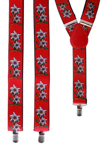 PartyXplosion Rode Tiroler bretel met edelweiss