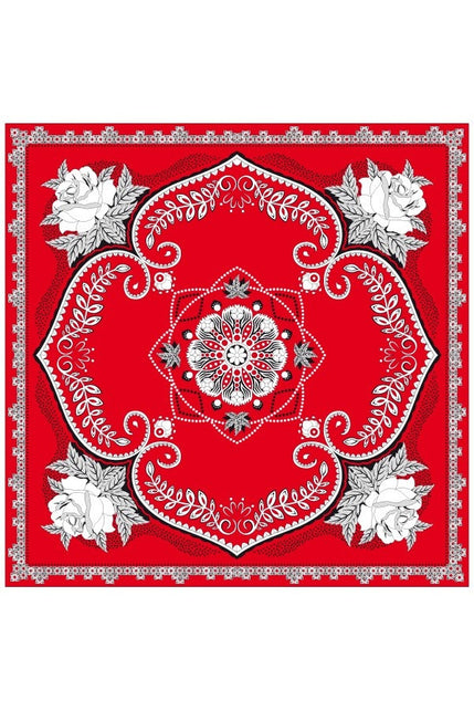 PartyXplosion Rode zakdoek met bloemen motief 63X63cm