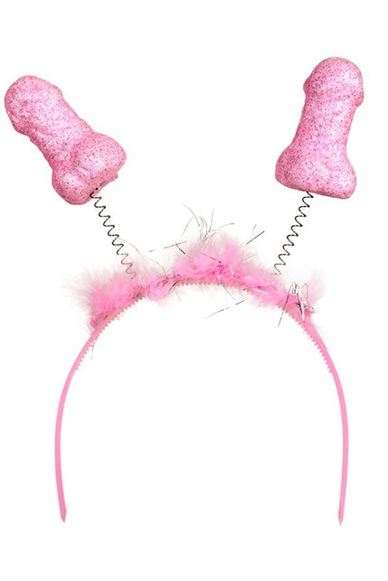 PartyXplosion Rose  glitter tiara met piemeltjes