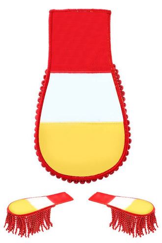 PartyXplosion Set schouder epauletten rood-wit-geel gestreept Oeteldonk