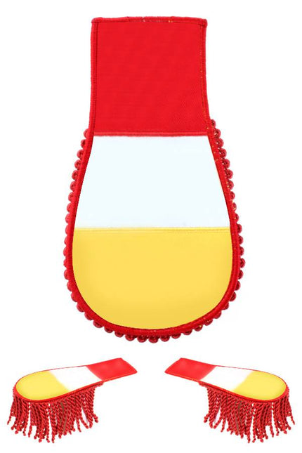 PartyXplosion Set schouder epauletten rood-wit-geel gestreept Oeteldonk