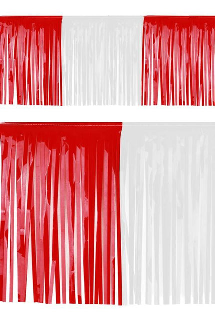 PartyXplosion Slierten folie guirlande rood/wit 6mtr