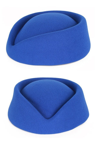 PartyXplosion Stewardess hoed wolvilt blauw