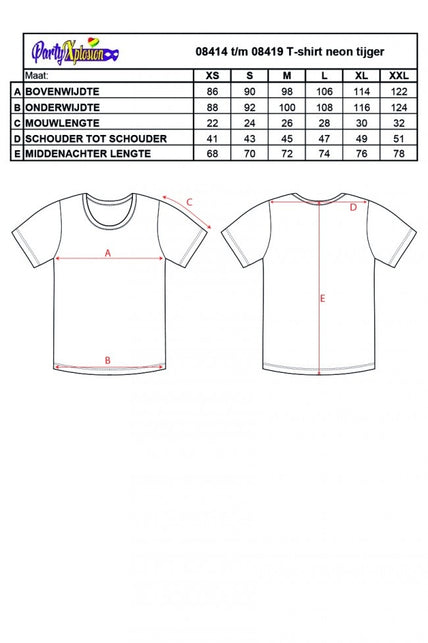 PartyXplosion T-shirt neon tijger kleuren