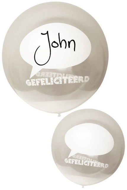 PartyXplosion Transparante megaballon gefeliciteerd 91.4cm