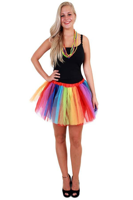 PartyXplosion Tule rokje regenboog strepen one size dames