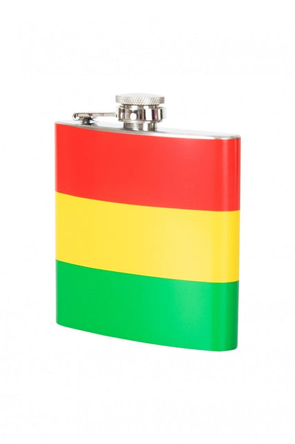 PartyXplosion Veldfles rood geel groen gestreept 500ml